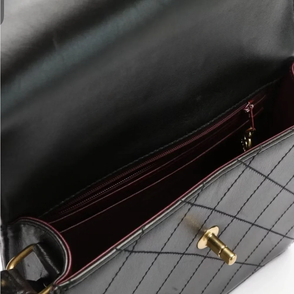 Chanel classic flap square vintage bag with cards and dust bag